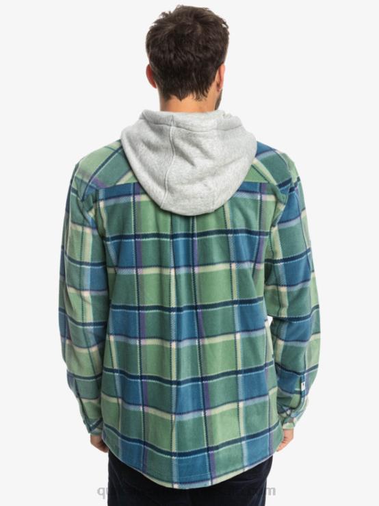 carouri de flanel albastru provencial geacă super umflată din lână, cu fermoar, cu glugă XT6B1473 bărbați Quiksilver