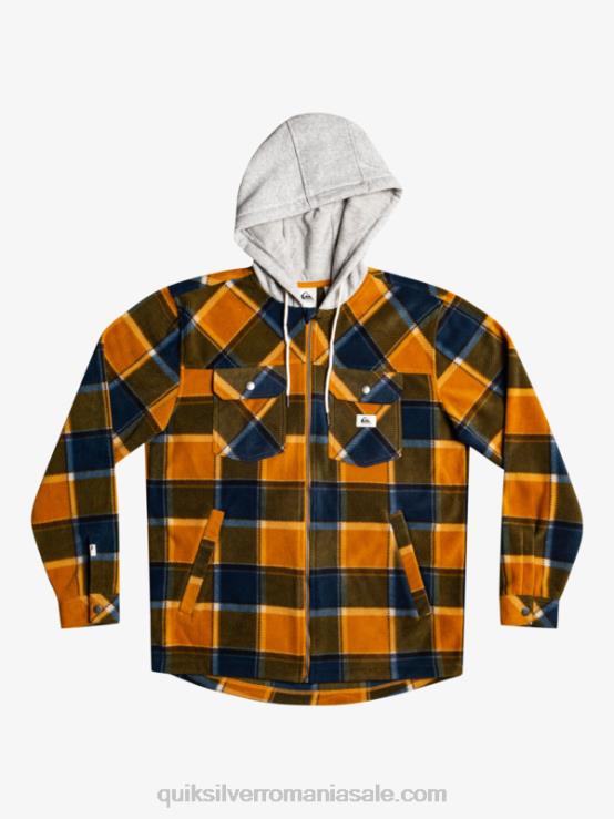 carouri de flanel maro dolar geacă super umflată din lână, cu fermoar, cu glugă XT6B1474 bărbați Quiksilver