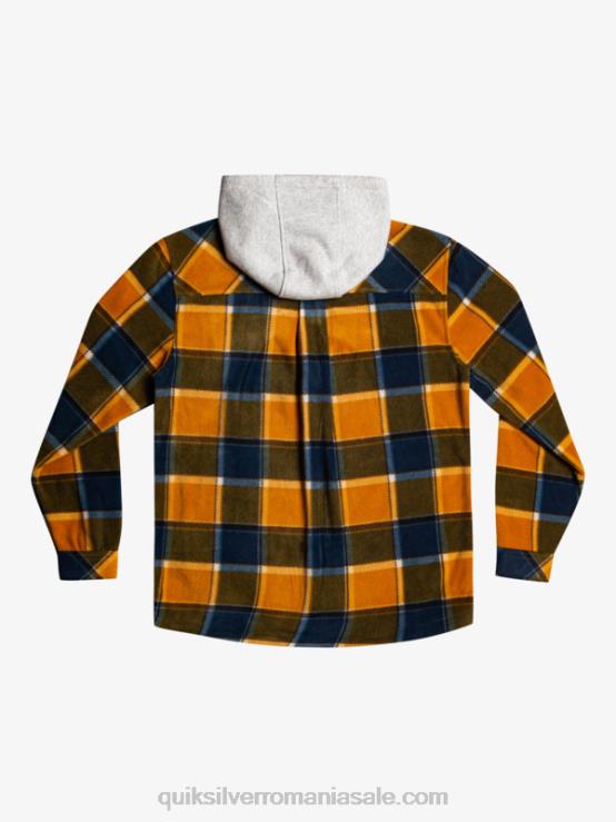 carouri de flanel maro dolar geacă super umflată din lână, cu fermoar, cu glugă XT6B1474 bărbați Quiksilver