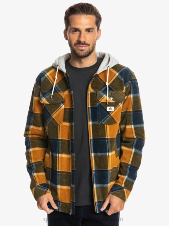 carouri de flanel maro dolar geacă super umflată din lână, cu fermoar, cu glugă XT6B1474 bărbați Quiksilver
