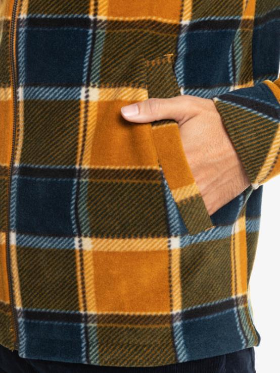 carouri de flanel maro dolar geacă super umflată din lână, cu fermoar, cu glugă XT6B1474 bărbați Quiksilver