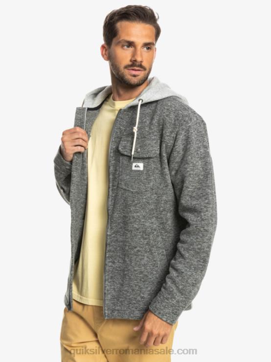 erica gri închis geacă super umflată din lână, cu fermoar, cu glugă XT6B1472 bărbați Quiksilver