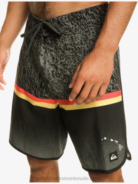 negru surfsilk division scallop 19 boardshorts XT6B1395 bărbați Quiksilver