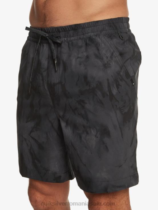 negru taxer print 18 amfibieni boardshorts XT6B101 bărbați Quiksilver