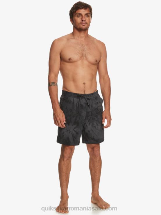 negru taxer print 18 amfibieni boardshorts XT6B101 bărbați Quiksilver