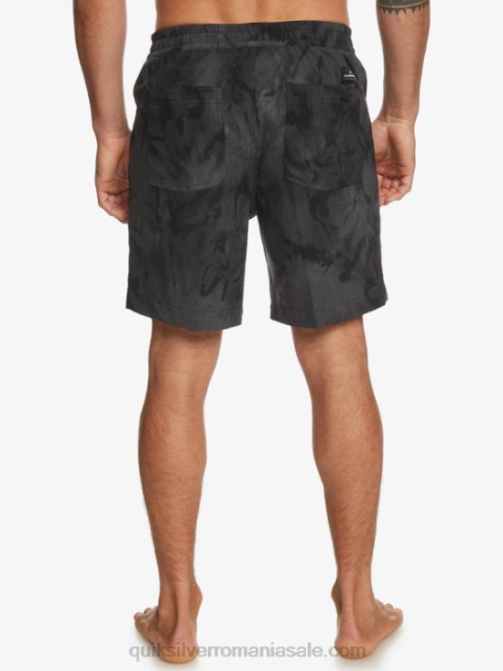 negru taxer print 18 amfibieni boardshorts XT6B101 bărbați Quiksilver