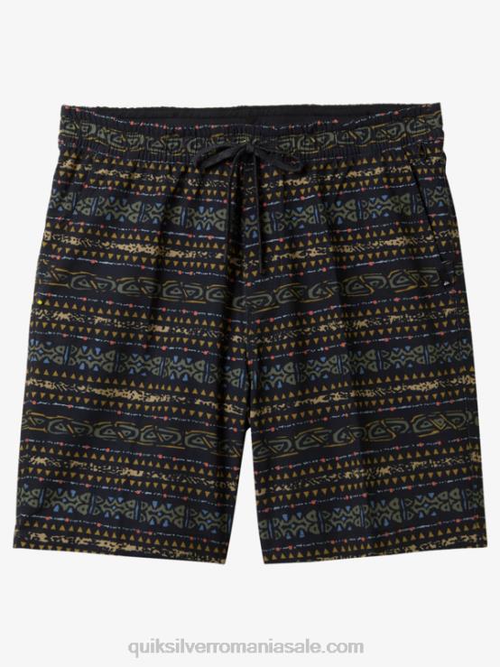negru taxer print 18 amfibieni boardshorts XT6B102 bărbați Quiksilver