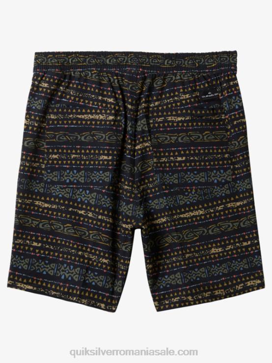 negru taxer print 18 amfibieni boardshorts XT6B102 bărbați Quiksilver