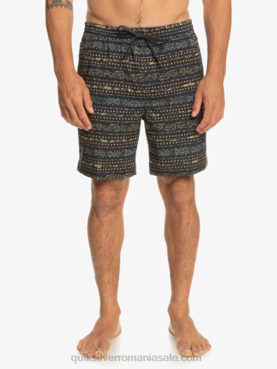 negru taxer print 18 amfibieni boardshorts XT6B102 bărbați Quiksilver