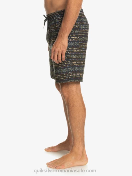 negru taxer print 18 amfibieni boardshorts XT6B102 bărbați Quiksilver