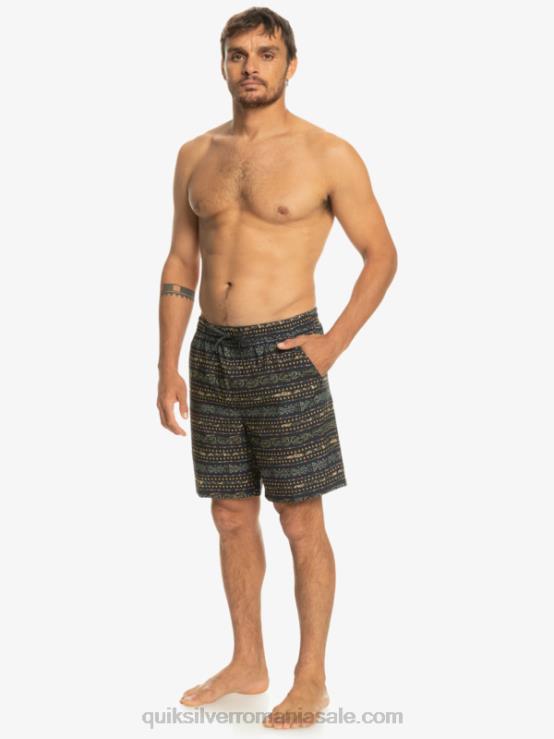 negru taxer print 18 amfibieni boardshorts XT6B102 bărbați Quiksilver