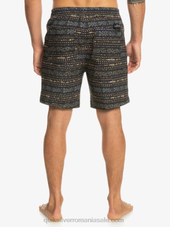 negru taxer print 18 amfibieni boardshorts XT6B102 bărbați Quiksilver