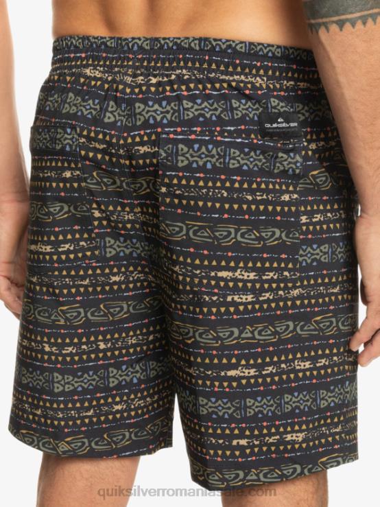 negru taxer print 18 amfibieni boardshorts XT6B102 bărbați Quiksilver