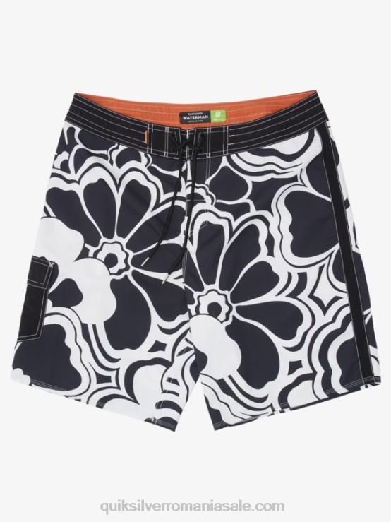 întoarcere neagră boardshorts cu imprimeu waterman throwback 19 XT6B1436 bărbați Quiksilver