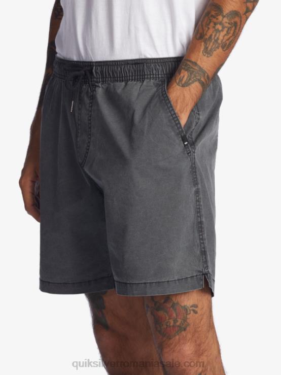 negru pantaloni scurți taxer 17 cu talie elastică XT6B1381 bărbați Quiksilver