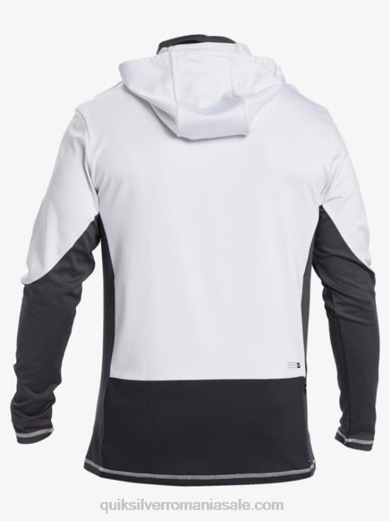 alb tricou de surf cu mânecă lungă, cu glugă, cu glugă, waterman angler upf 50 XT6B831 bărbați Quiksilver