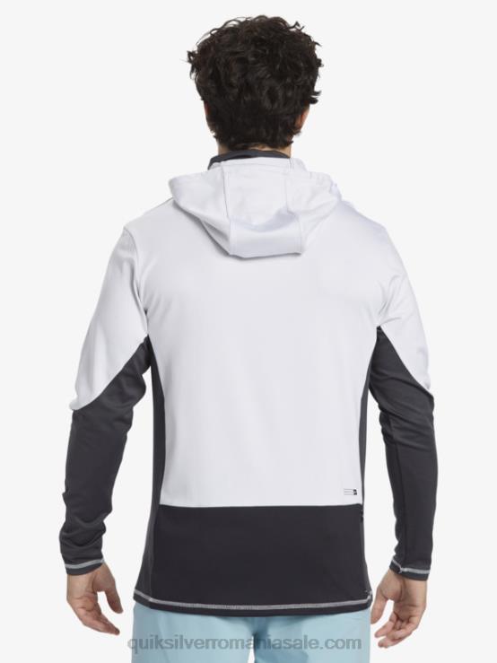 alb tricou de surf cu mânecă lungă, cu glugă, cu glugă, waterman angler upf 50 XT6B831 bărbați Quiksilver