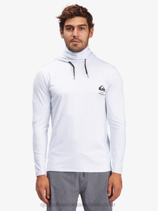 alb tricou de surf upf 50 cu mânecă lungă cu glugă waterman angler XT6B1850 bărbați Quiksilver