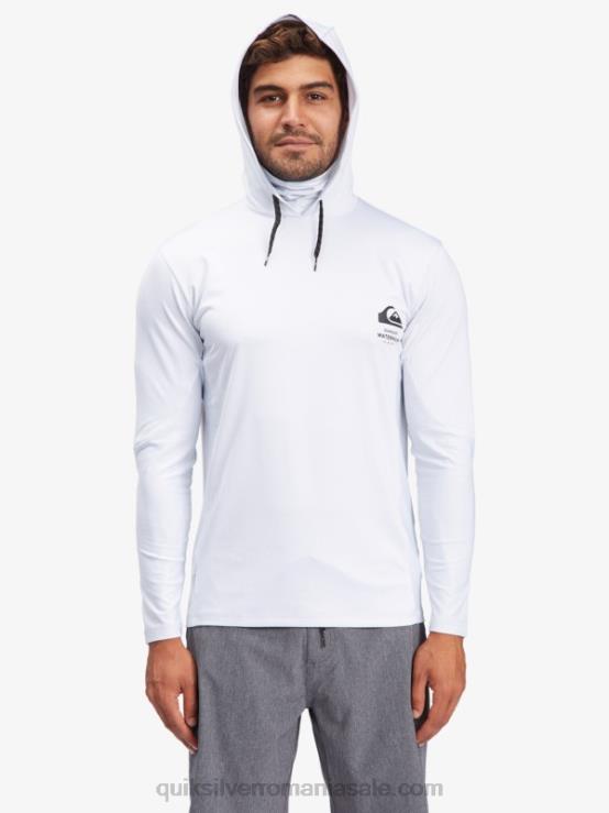alb tricou de surf upf 50 cu mânecă lungă cu glugă waterman angler XT6B1850 bărbați Quiksilver