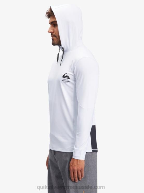 alb tricou de surf upf 50 cu mânecă lungă cu glugă waterman angler XT6B1850 bărbați Quiksilver