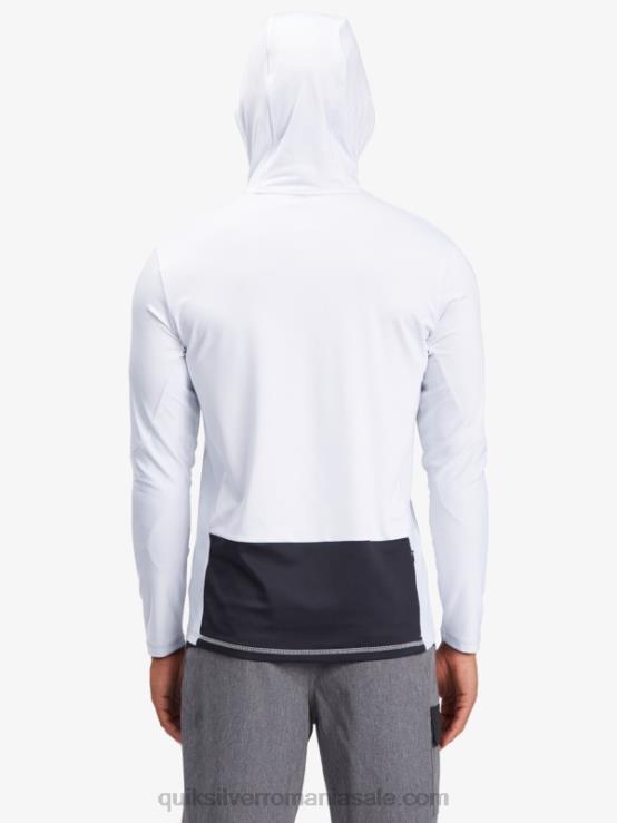 alb tricou de surf upf 50 cu mânecă lungă cu glugă waterman angler XT6B1850 bărbați Quiksilver