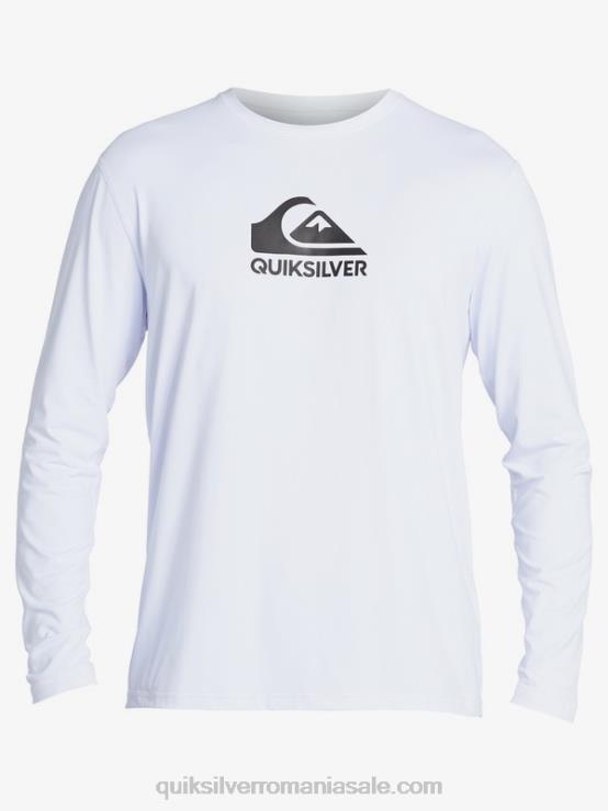 alb tricou surf upf 50 cu mânecă lungă cu dungi solide XT6B1583 bărbați Quiksilver