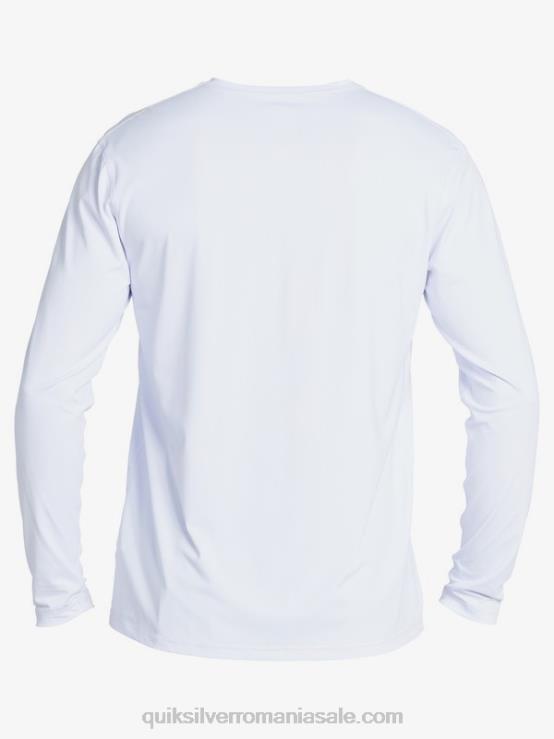 alb tricou surf upf 50 cu mânecă lungă cu dungi solide XT6B1583 bărbați Quiksilver