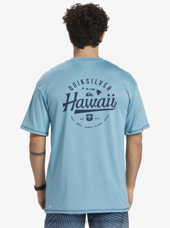 albastru delphinium Tricou de surf cu mânecă scurtă hawaii big bite upf 50 XT6B880 bărbați Quiksilver