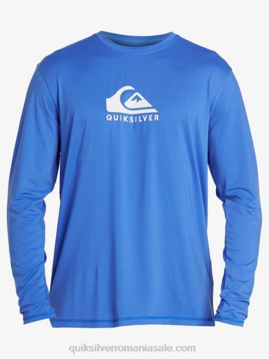 albastru orbitor tricou surf upf 50 cu mânecă lungă cu dungi solide XT6B1584 bărbați Quiksilver