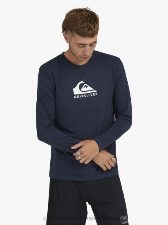 blazer bleumarin tricou surf upf 50 cu mânecă lungă cu dungi solide XT6B1582 bărbați Quiksilver