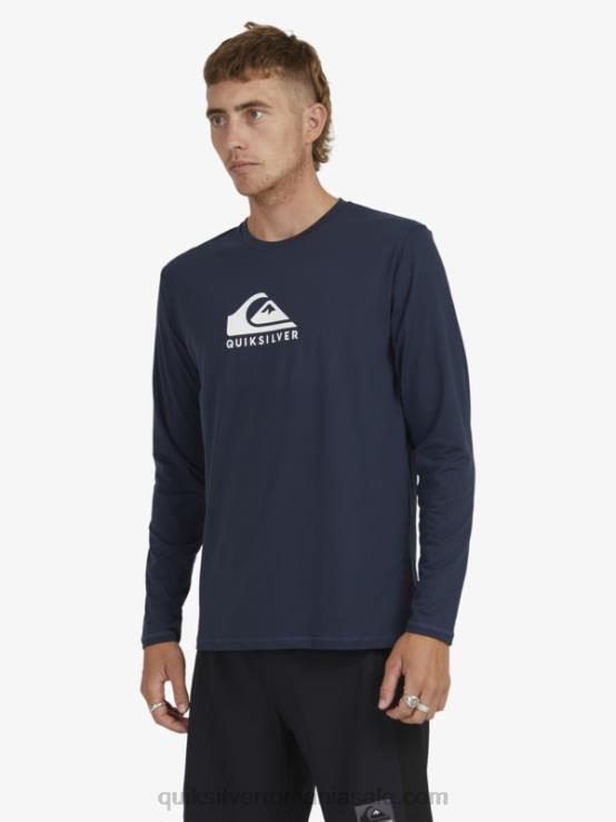 blazer bleumarin tricou surf upf 50 cu mânecă lungă cu dungi solide XT6B1582 bărbați Quiksilver
