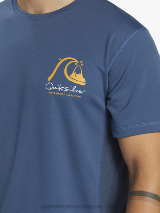 ensign albastru tricou de surf cu mânecă scurtă waterman bambus check 2 upf 50 XT6B275 bărbați Quiksilver