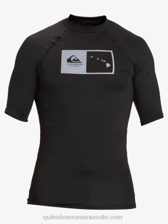 negru Tricou de surf cu mânecă scurtă hawaii double down upf 50 XT6B1170 bărbați Quiksilver