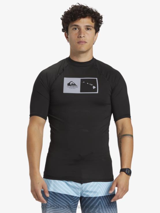 negru Tricou de surf cu mânecă scurtă hawaii double down upf 50 XT6B1170 bărbați Quiksilver