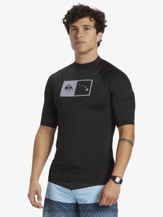 negru Tricou de surf cu mânecă scurtă hawaii double down upf 50 XT6B1170 bărbați Quiksilver