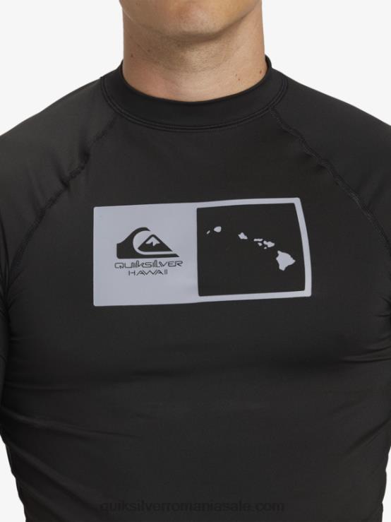 negru Tricou de surf cu mânecă scurtă hawaii double down upf 50 XT6B1170 bărbați Quiksilver