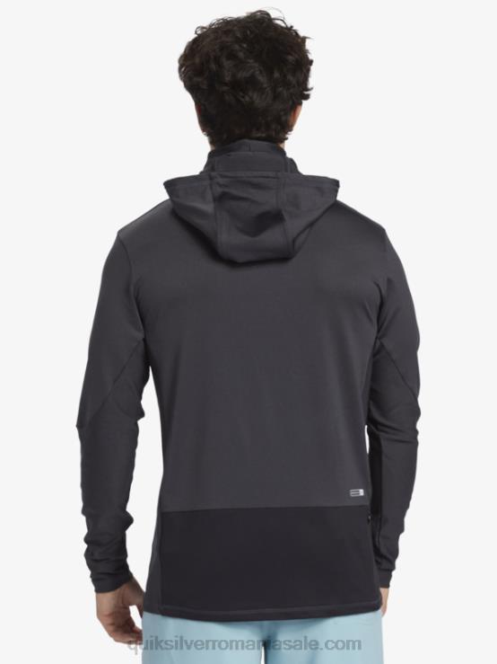 negru tricou de surf cu mânecă lungă, cu glugă, cu glugă, waterman angler upf 50 XT6B830 bărbați Quiksilver