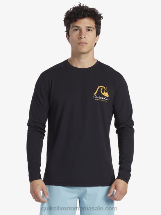 negru tricou de surf cu mânecă lungă waterman bambus check 2 upf 50 XT6B261 bărbați Quiksilver