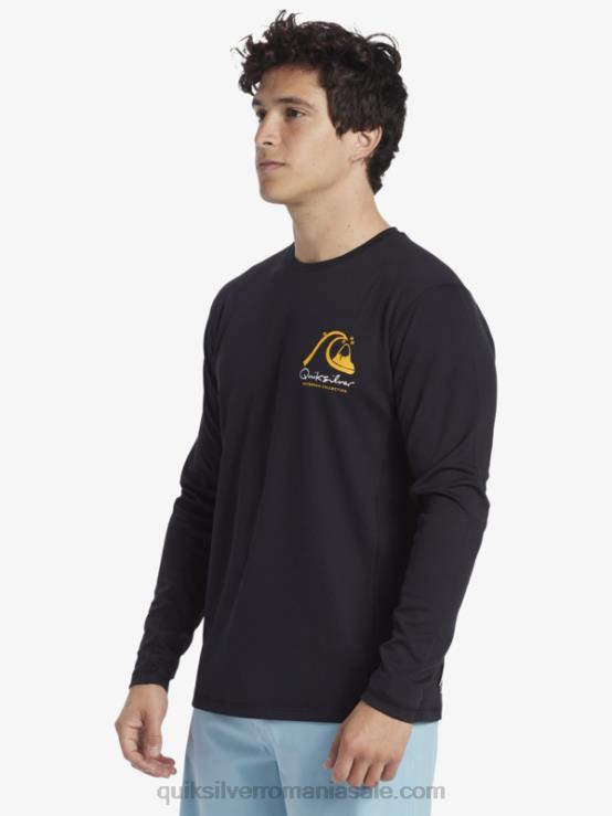 negru tricou de surf cu mânecă lungă waterman bambus check 2 upf 50 XT6B261 bărbați Quiksilver
