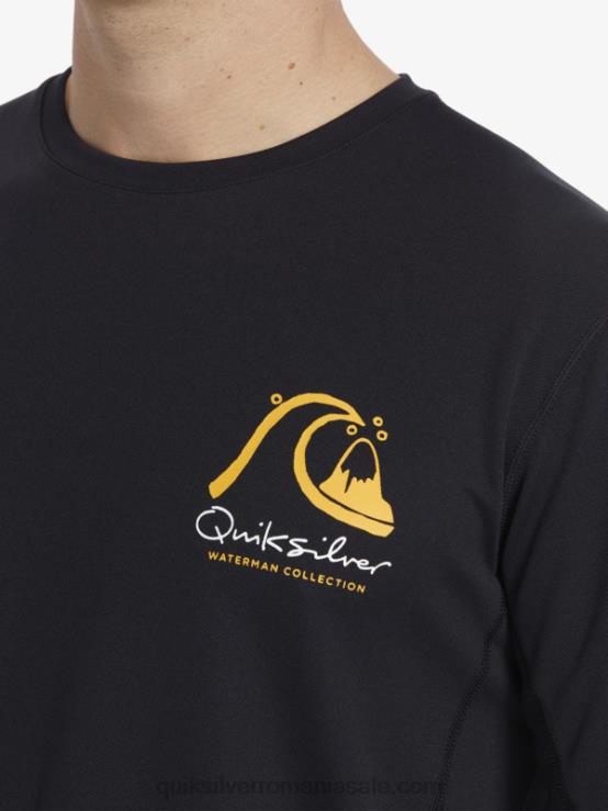 negru tricou de surf cu mânecă lungă waterman bambus check 2 upf 50 XT6B261 bărbați Quiksilver