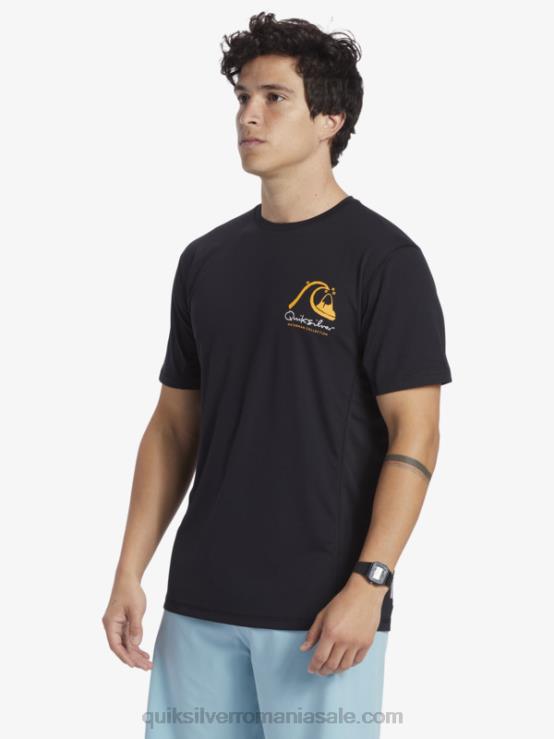 negru tricou de surf cu mânecă scurtă waterman bambus check 2 upf 50 XT6B276 bărbați Quiksilver