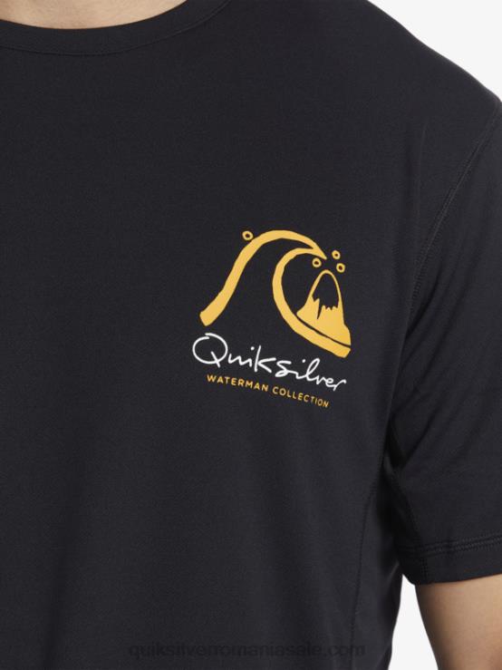 negru tricou de surf cu mânecă scurtă waterman bambus check 2 upf 50 XT6B276 bărbați Quiksilver