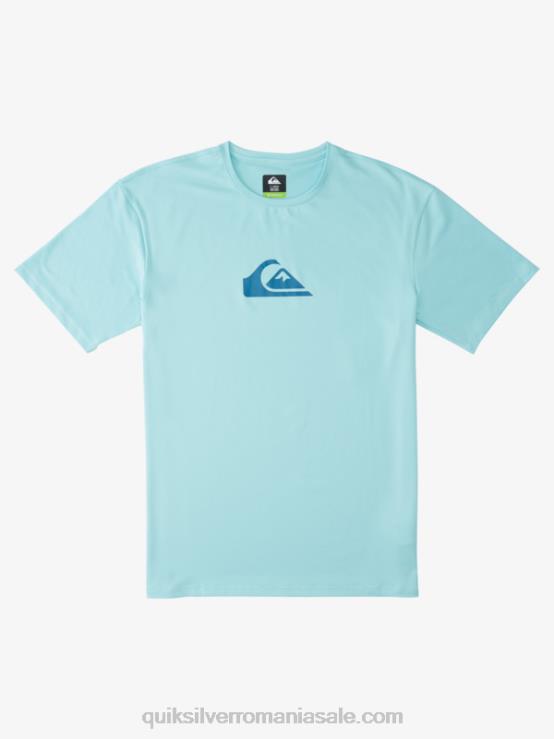 înger albastru tricou de surf upf 50 cu mânecă scurtă cu dungi solide XT6B889 bărbați Quiksilver