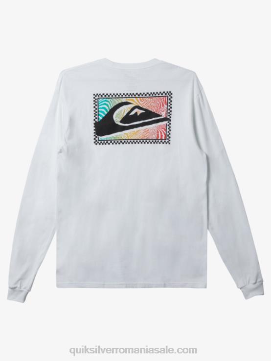 alb tricou cu mânecă lungă cu imprimeuri degrade XT6B437 bărbați Quiksilver