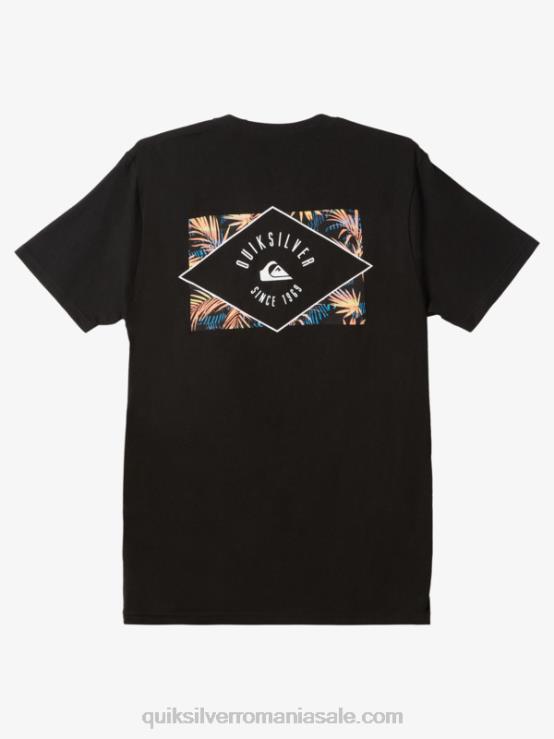 negru tricou cu linie încercuită XT6B1118 bărbați Quiksilver