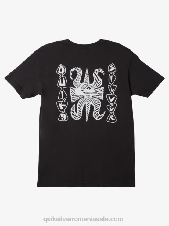negru tricou cu logo fortuned XT6B983 bărbați Quiksilver