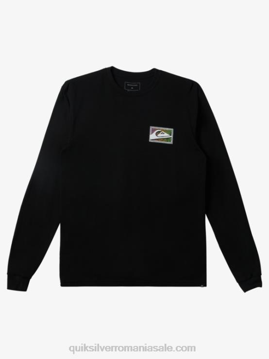 negru tricou cu mânecă lungă cu imprimeuri degrade XT6B435 bărbați Quiksilver