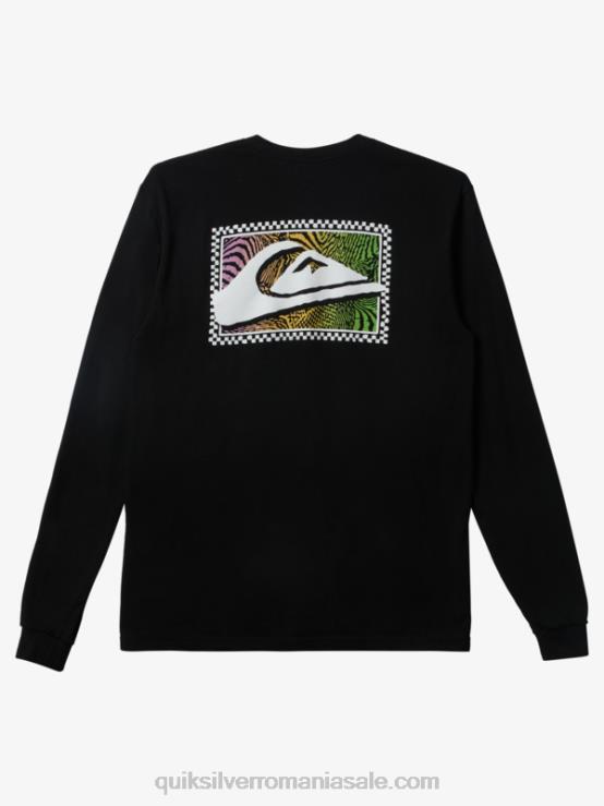 negru tricou cu mânecă lungă cu imprimeuri degrade XT6B435 bărbați Quiksilver