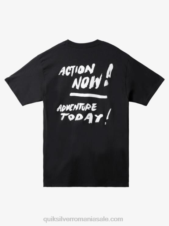 negru tricou natas action now XT6B1657 bărbați Quiksilver