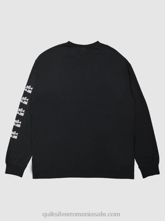 negru tricou organic cu maneca lunga XT6B1845 bărbați Quiksilver x Stab